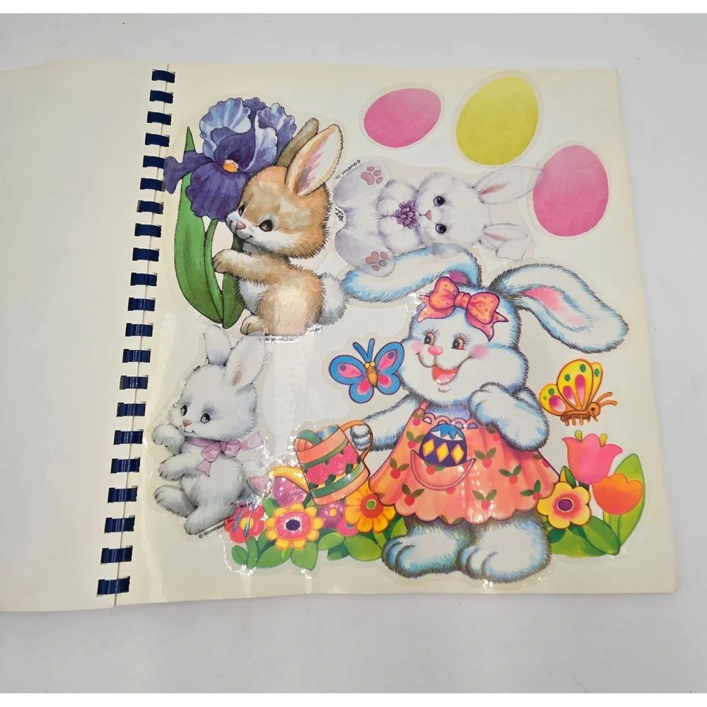 Easter and‎ Spring Vinyl Clings Storage Book Retro Bunny Chick Window Decal